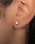 14K Yellow Gold Earrings 0.07 Carat Stone