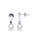 14K White Gold Bracelet With 0.10 Carat Stone and 0.60 Carat Cultured Pearl