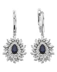 14K White gold earrings with 0.42 carat Blue Sapphire and 0.19 carat White Diamonds