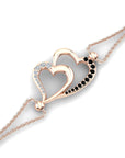 14K Rose Gold Bracelet With 0.16 Carat White and Black Diamonds