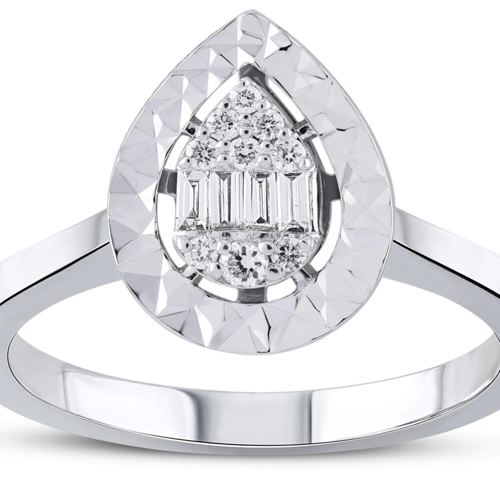 14K White gold ring with carat White Diamonds – Delagos Jewellery