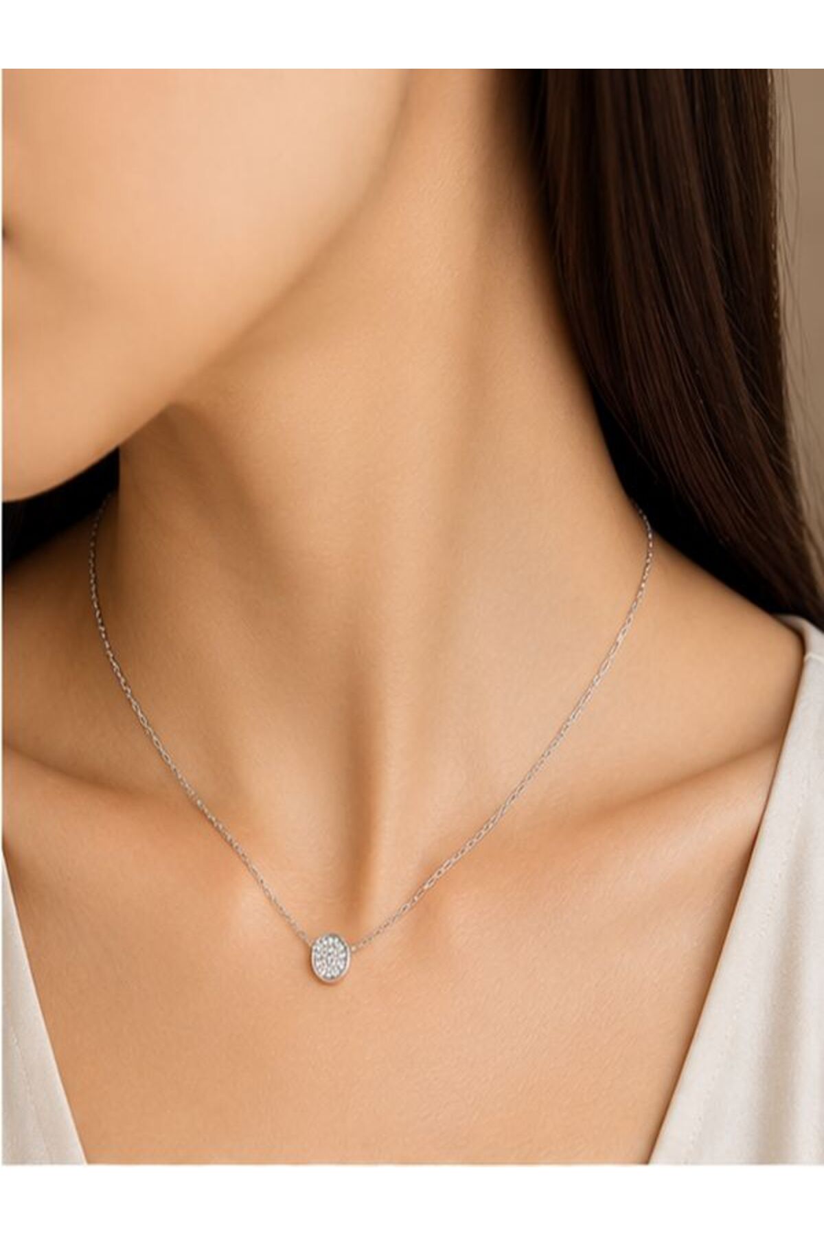 Colier din argint 925 cu zirconiu, placat cu rodiu