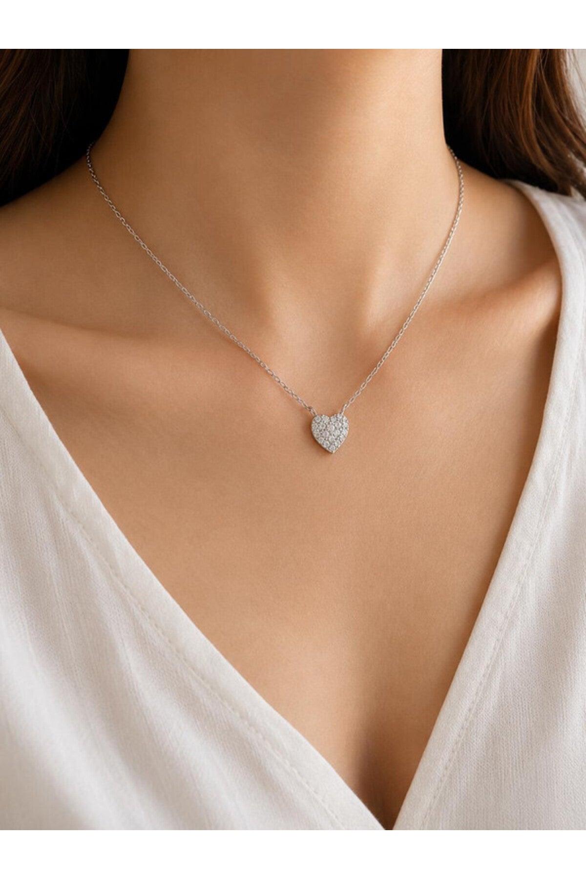 Colier din argint 925 cu zirconiu, placat cu rodiu