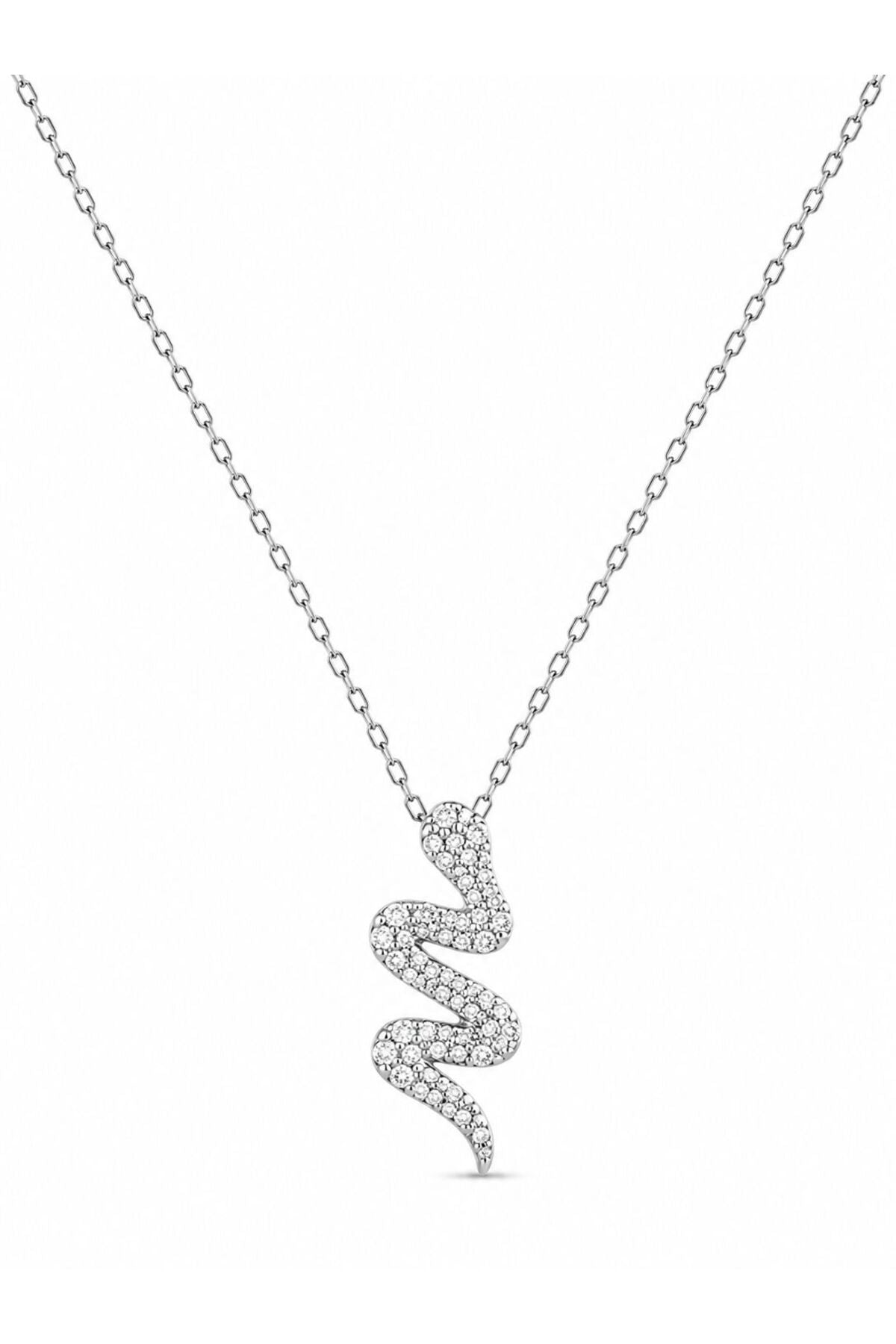 Colier din argint 925 cu zirconiu, placat cu rodiu