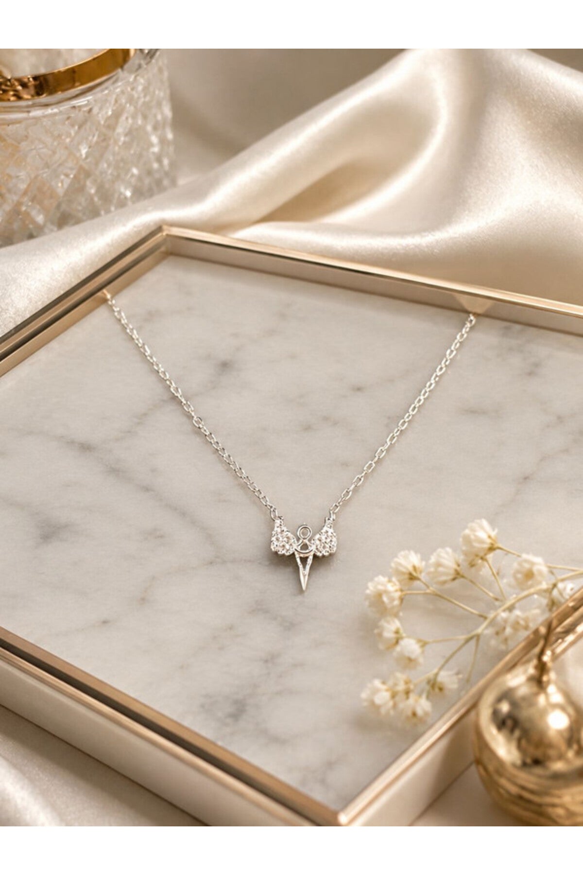 Colier din argint 925 cu zirconiu, placat cu rodiu
