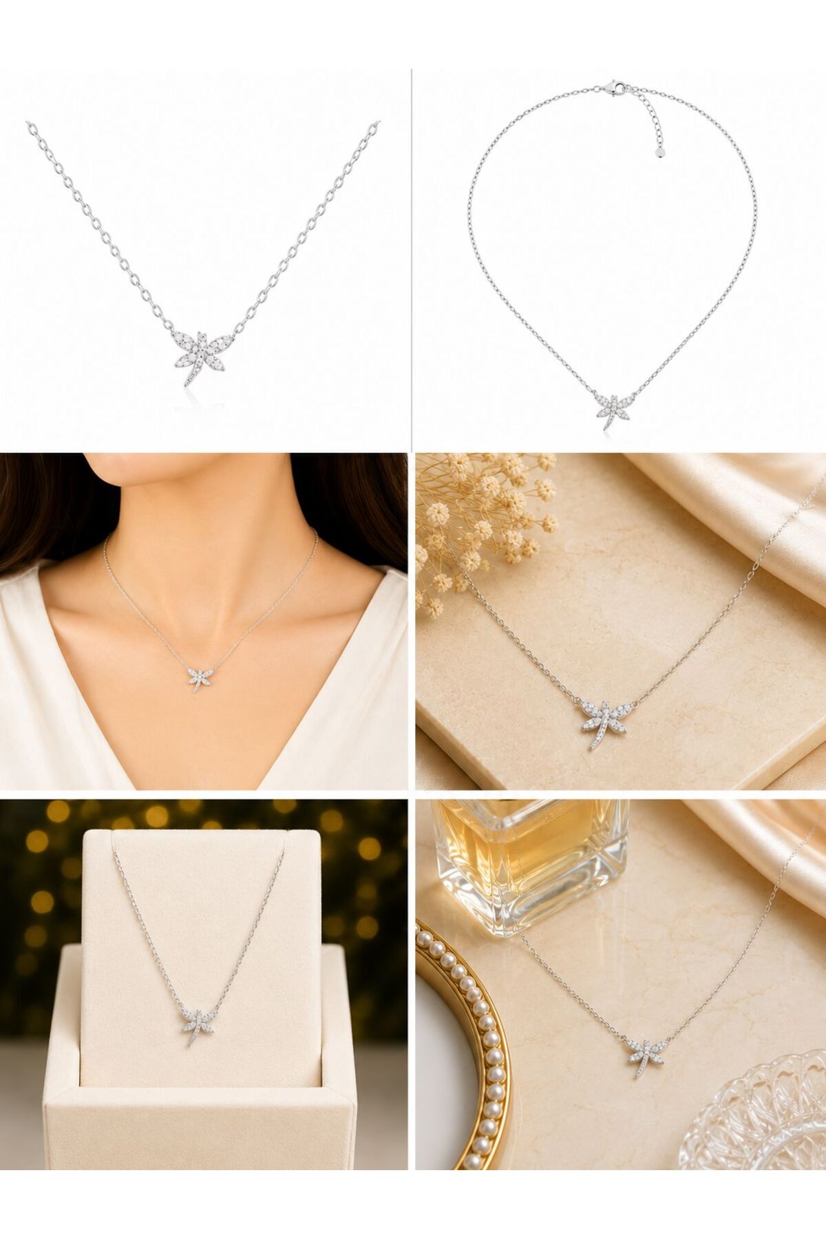 Colier din argint 925 cu zirconiu, placat cu rodiu