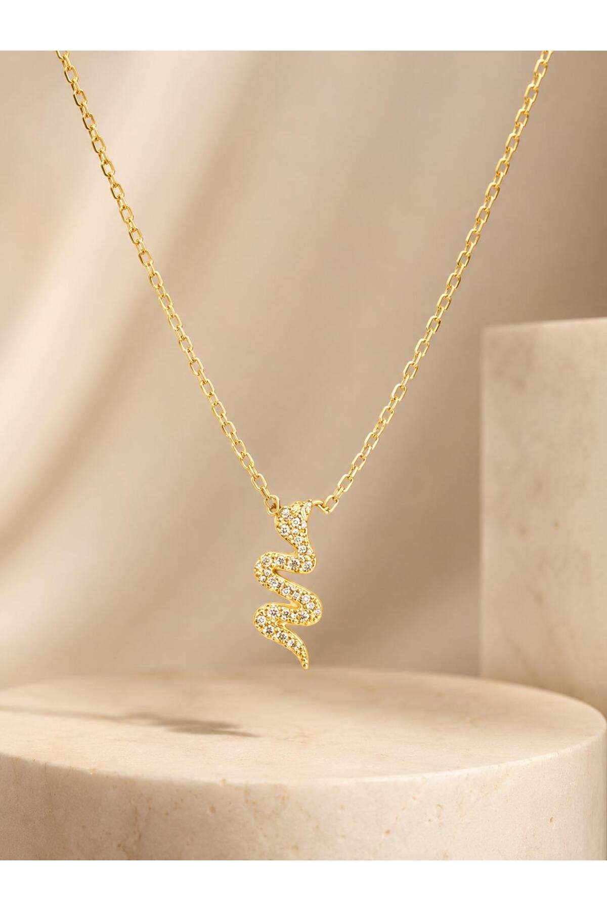 Colier din argint 925 cu zirconiu, placat cu aur