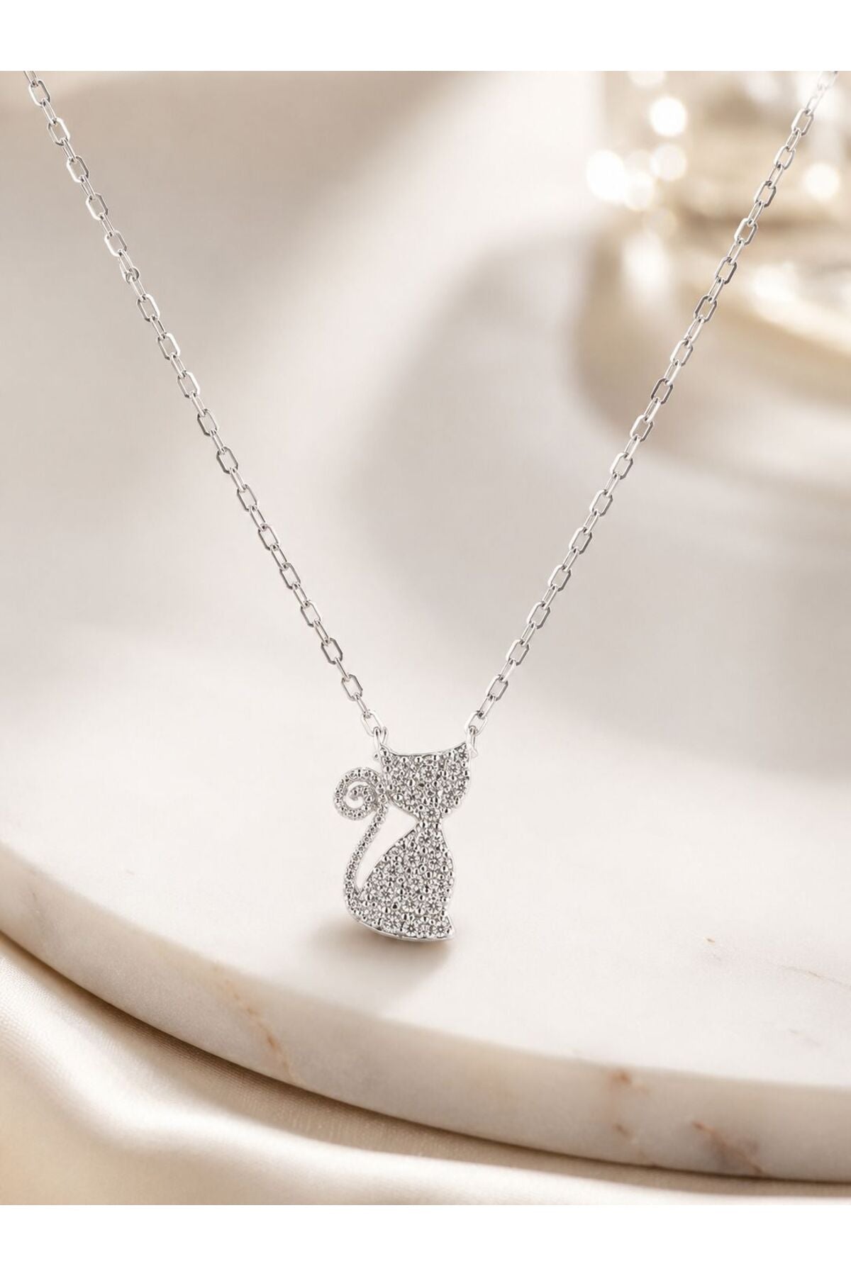 Colier din argint 925 cu zirconiu, placat cu rodiu