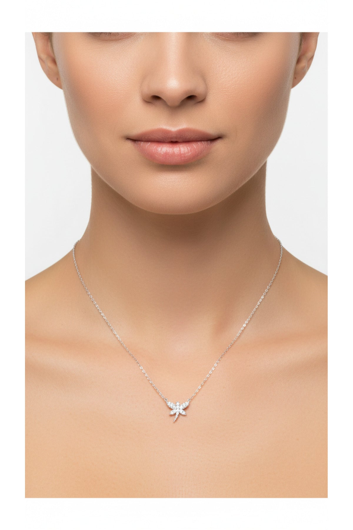 Colier din argint 925 cu zirconiu, placat cu rodiu