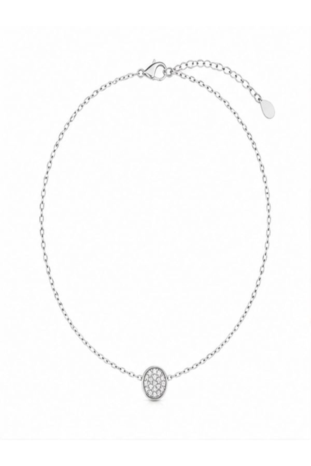 Colier din argint 925 cu zirconiu, placat cu rodiu