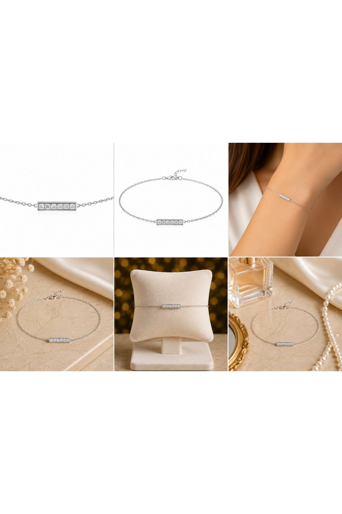 Brățară din argint 925 cu zirconiu, placată cu rodiu
