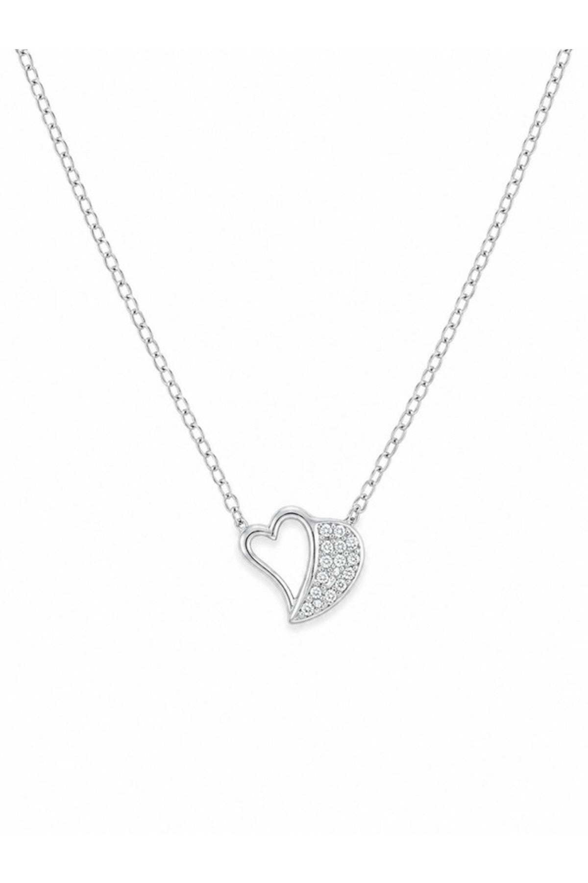 Colier din argint 925 cu zirconiu, placat cu rodiu