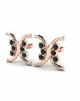 14K Rose gold earrings 0.36 carat Black Diamonds