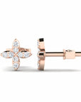 14K Rose Gold Earrings 0.10 Carat Stone