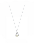 14K White gold necklace with 0.06 carat White Diamonds and 0.2 carat Natural Pearls