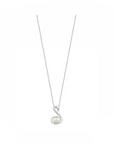 14K White gold necklace with 0.01 carat White Diamonds and 0.2 carat Natural Pearls