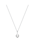 14K White gold necklace with 0.09 carat White Diamonds and 0.2 carat Natural Pearls