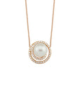 14K Rose gold necklace with 0.12 carat White Diamonds and 0.3 carat Natural Pearls