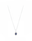 14K White gold necklace with 0.75 carat Blue Sapphire and 0.17 carat White Diamonds