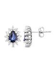 14K White gold earrings with 1.50 carat Blue Sapphire and 0.34 carat White Diamonds