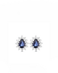 14K White gold earrings with 1.50 carat Blue Sapphire and 0.34 carat White Diamonds