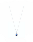 14K White gold necklace with 0.89 carat Blue Sapphire and 0.34 carat White Diamonds