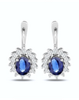 14K White gold earrings with 1.82 carat Blue Sapphire and 0.70 carat White Diamonds