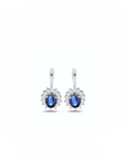 14K White gold earrings with 1.82 carat Blue Sapphire and 0.70 carat White Diamonds