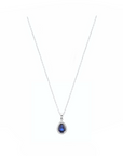 14K White gold necklace with 0.42 carat Blue Sapphire and 0.05 carat White Diamonds