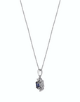 14K White gold necklace with 0.48 carat Blue Sapphire and 0.11 carat White Diamonds