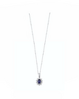 14K White gold necklace with 0.48 carat Blue Sapphire and 0.11 carat White Diamonds