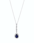 14K White gold necklace with 0.44 carat Blue Sapphire and 0.60 carat White Diamonds