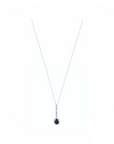 14K White gold necklace with 0.44 carat Blue Sapphire and 0.60 carat White Diamonds