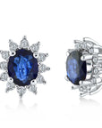 14K White gold earrings with 0.75 carat Blue Sapphire and 0.06 White Diamonds