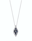 14K White gold necklace with 0.46 carat Blue Sapphire and 0.21 carat White Diamonds