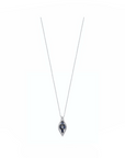 14K White gold necklace with 0.46 carat Blue Sapphire and 0.21 carat White Diamonds