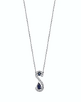 14K White gold necklace with 0.21 carat Blue Sapphire and 0.06 carat White Diamonds