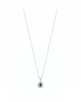 14K White gold necklace with 0.44 carat Blue Sapphire and 0.40 carat White Diamonds