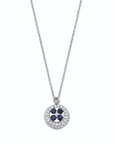 14K White gold necklace with 0.16 carat Blue Sapphire and 0.1 carat White Diamonds