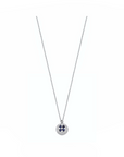 14K White gold necklace with 0.16 carat Blue Sapphire and 0.1 carat White Diamonds