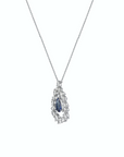 14K White gold necklace with 1.42 carat Blue Sapphire and 2.42 carat White Diamonds