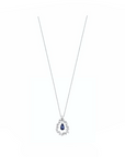 14K White gold necklace with 1.42 carat Blue Sapphire and 2.42 carat White Diamonds