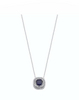 14K White gold necklace with 0.80 carat Blue Sapphire and 0.26 carat White Diamonds