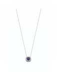 14K White gold necklace with 0.80 carat Blue Sapphire and 0.26 carat White Diamonds