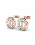 14K Rose Gold Earrings 0.13 Carat Stone