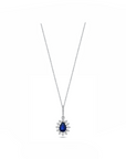 14K White gold necklace with 0.63 carat Blue Sapphire and 0.25 carat White Diamonds