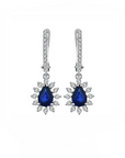 14K White gold earrings with 1.57 carat Blue Sapphire and 0.46 carat White Diamonds