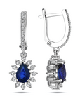 14K White gold earrings with 1.57 carat Blue Sapphire and 0.46 carat White Diamonds