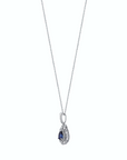 14K White gold necklace with 0.46 carat Blue Sapphire and 0.24 carat White Diamonds