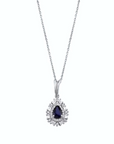 14K White gold necklace with 0.46 carat Blue Sapphire and 0.24 carat White Diamonds